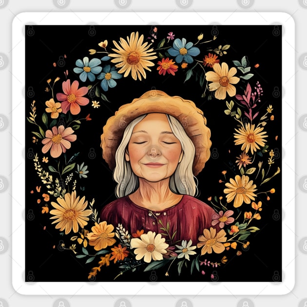 Wholesome Grandma Art – Cozy Nostalgic Family Illustration Sticker by TuncGK